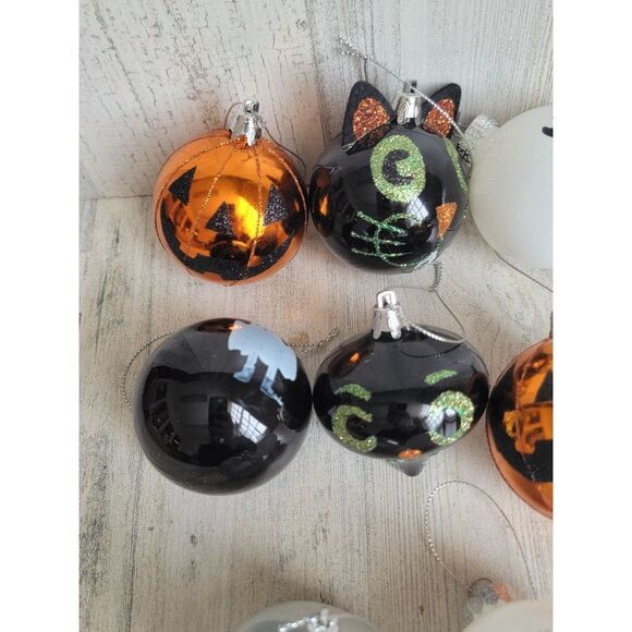 Hallloween ghost pumpkin cat ball ornament set Xmas spooky - Picture 4 of 13